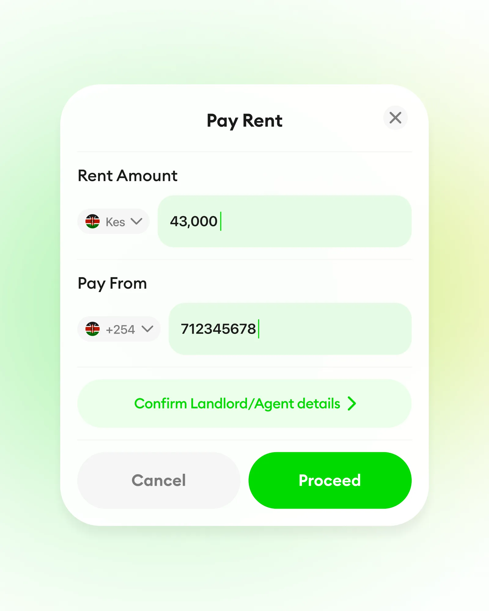 Pay Rent Interface
